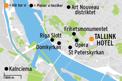 Geografisk karta över Riga på en julmarknadsresa.